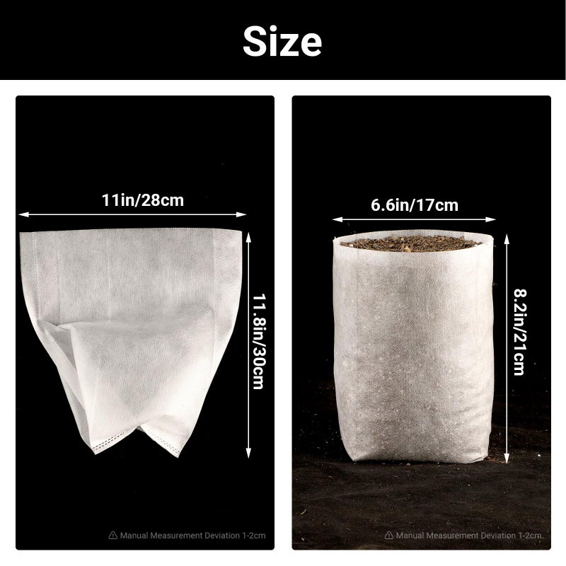 ENPOINT Nursing Growing Pouch, 100pcs 11 x 11.8 in Plant Non-Woven Nursery Bags Large, Fabric Seedling Plant Grow Bags, Seed Starting Planting Growing for Home Garden Supply - Image 2